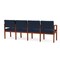 Lesro Lenox Wood 4 Seat Tandem Seating Wood Frame, Cherry, RF Blueberry Back, MD Ink Seat LW4103 - alternate 3
